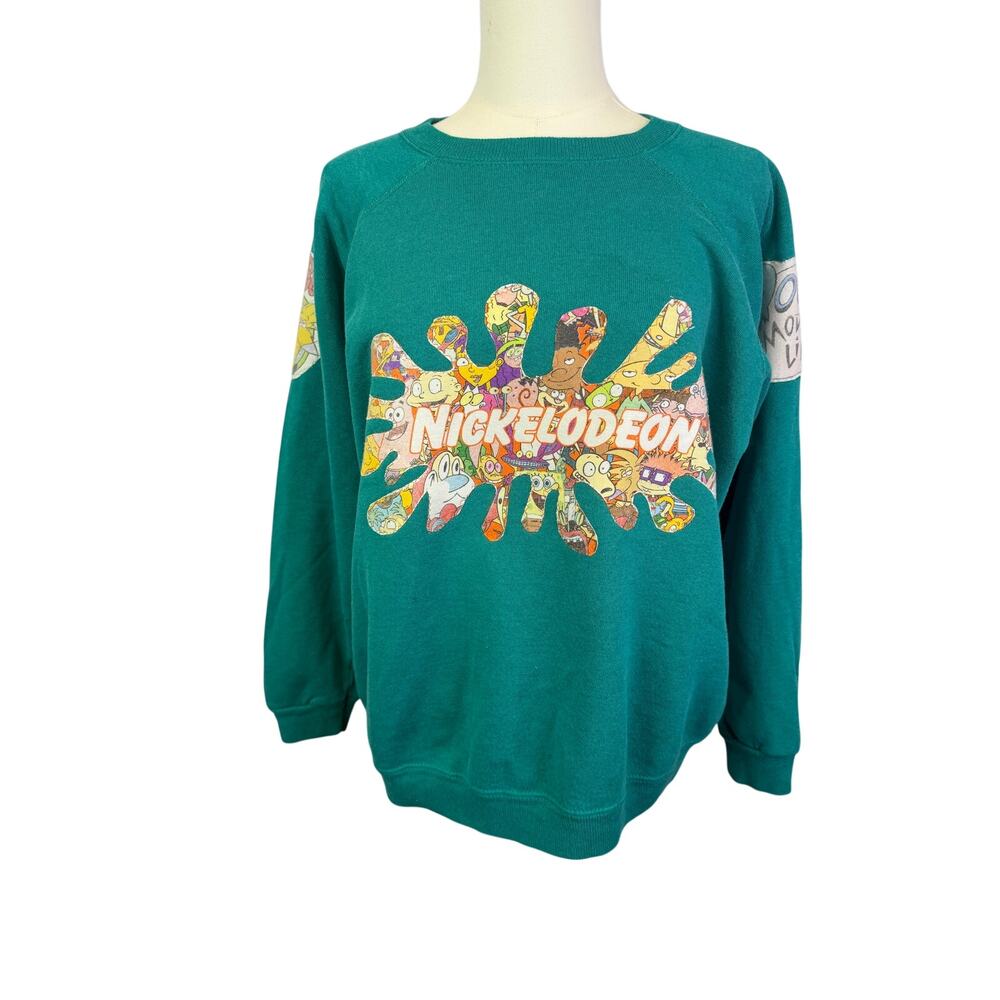 Nickelodeon upcycled custom crewneck sweater graphic one of a kind bespoke